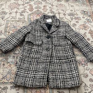 Zara Kids Two Tone Black White Plaid Tweed coat 8